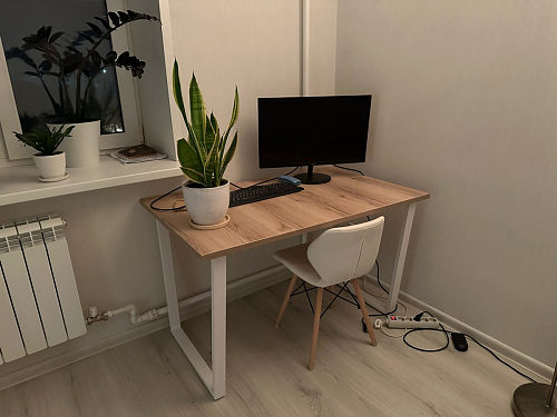 Деревянный стол Барон О 200 х 90 белая пленка шагрень / черный фото покупателя 11