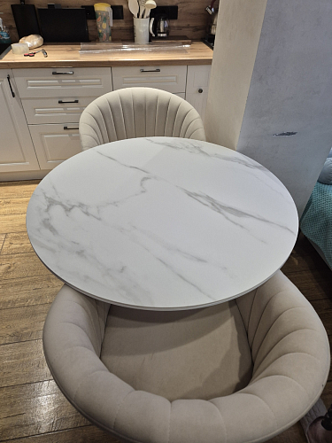 Стол Тулип 90х73 дуб вотан / белый  - Уцененный экземпляр фото покупателя 65