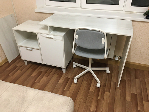 Письменный стол Эго Ст-2 на ножках дуб крафт золотой / камень темный фото покупателя 11