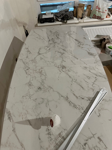 Стол на тумбе Эудес дуб галифакс табак / черный фото покупателя 17