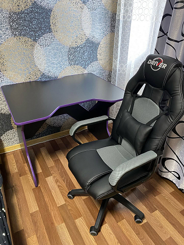 Компьютерное кресло Driver/Драйвер кожзам черный / ткань синий фото покупателя 64