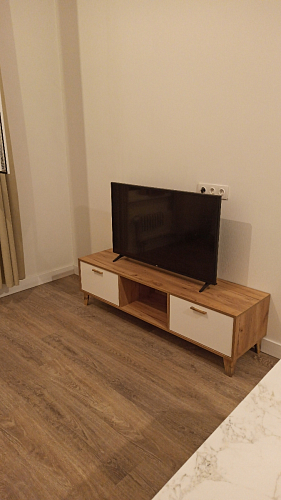 ТВ-тумба Эго Т-3 на ножках бетон светлый / белый глянец фото покупателя 58