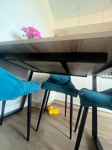 Стол Лота Лофт 140 25 мм черный матовый / дуб вотан фото покупателя 18