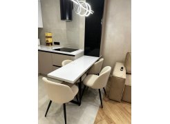 Стул на металлокаркасе Gabi 1 бежевый / черный с серебряными наконечниками фото покупателя 398