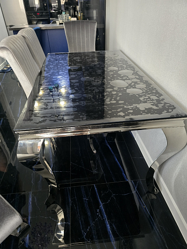 Стеклянный стол Риполь 140(180)х80 cтатуарио / черный фото покупателя 2