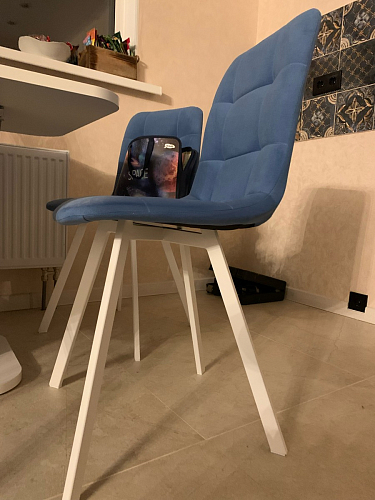 Стул на металлокаркасе Чилли синяя ткань / белый фото покупателя 978