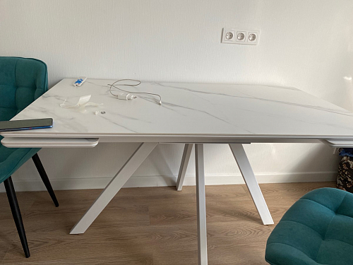 Керамический стол Вилли 140(200)х80 carmen light grey / черный фото покупателя 65