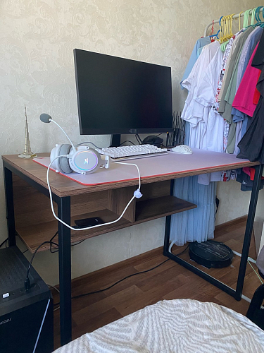 Письменный стол Клер Лофт дуб делано темный / черный матовый фото покупателя 60