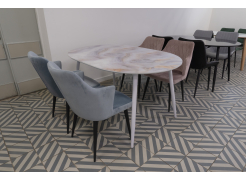 Стеклянный стол Кловис вставка стекло черный мрамор / черный из шоурума 6