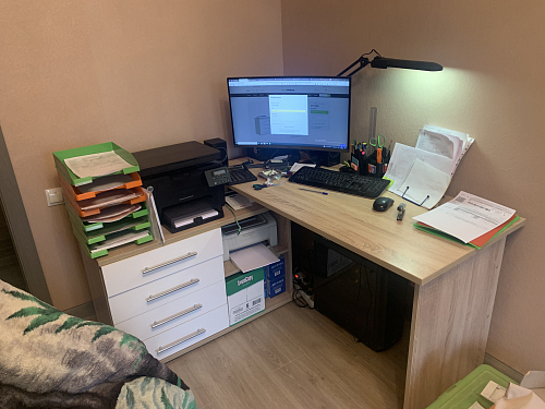 Компьютерный стол КСТ-109П правый дуб сонома / белый фото покупателя 120