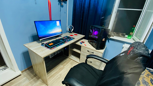 Компьютерный стол КСТ-109П правый дуб сонома / белый фото покупателя 12