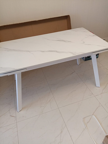 Керамический стол Норман 140(200)х80х75 белый мрамор alpin white / черный фото покупателя 46