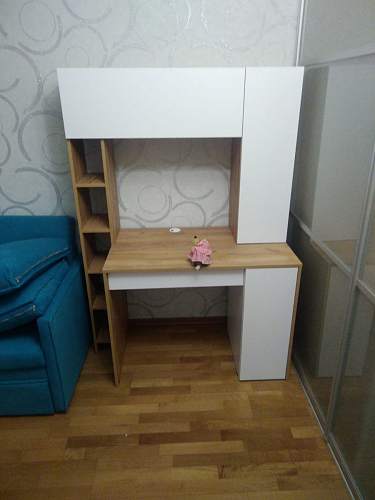 Письменный стол Комфорт 12.71 дуб золотой craft / белая аляска  - Уцененный экземпляр фото покупателя 148