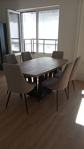 Стол на тумбе Эудес дуб галифакс табак / черный фото покупателя 26