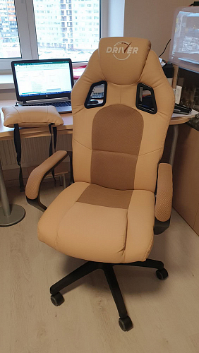 Компьютерное кресло Driver/Драйвер кожзам черный / ткань синий фото покупателя 55