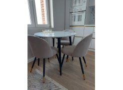 Стул на металлокаркасе Gabi 1 бежевый / черный с серебряными наконечниками фото покупателя 29