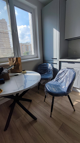 Стул на металлокаркасе Gabi 1 light blue / black / gold фото покупателя 351