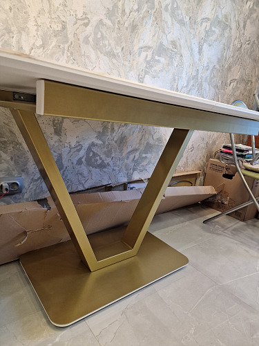 Стол на тумбе Бугун белый / золото фото покупателя 26