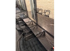 Стеклянный стол Денхольм 240(290)х100х75 белый мрамор / черный фото покупателя 3