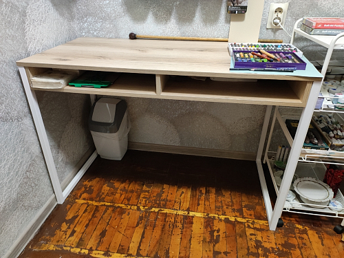 Письменный стол Леон Лофт дуб делано светлый / белый матовый фото покупателя 21