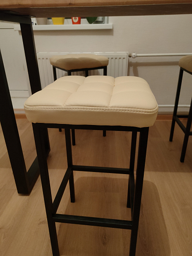 Барный стул Лофт кожзам темно-серый / черный матовый фото покупателя 62