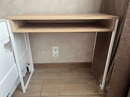 Письменный стол Лео Лофт дуб делано темный / белый матовый фото покупателя 3