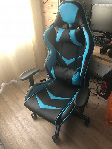 Компьютерное кресло Racer черное / голубое фото покупателя 3