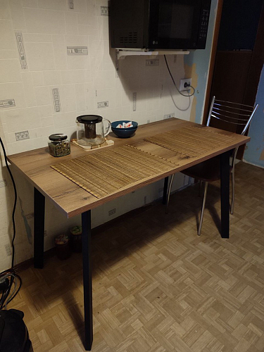 Стол Тринити Лофт 120 32 мм дуб галифакс табако / черный матовый фото покупателя 488