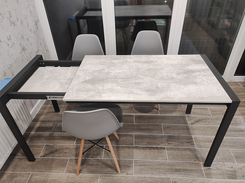 Стол Центавр 120(160)х70х75 файерстоун / черный матовый фото покупателя 32