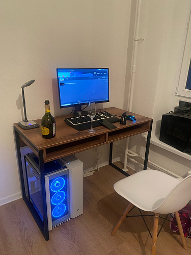 Письменный стол Леон Лофт черный матовый / дуб вотан фото покупателя 24