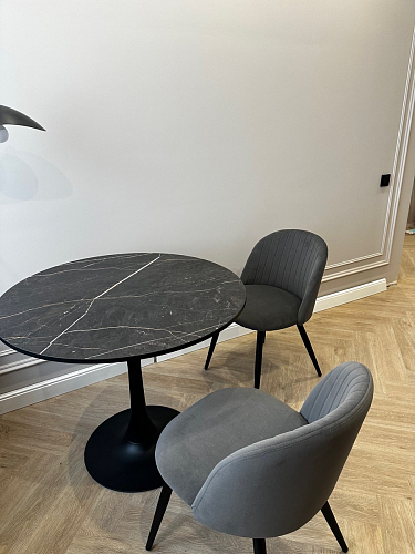 Стул на металлокаркасе Gabi dark beige / black / silver фото покупателя 618