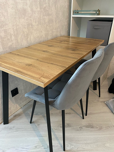 Стол Тринити Лофт 120 32 мм дуб галифакс табако / черный матовый фото покупателя 74