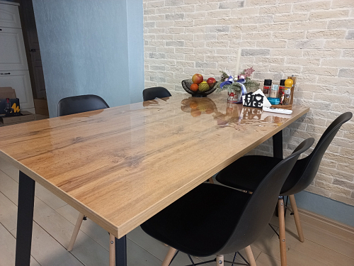 Стол Тринити Лофт 120 32 мм дуб галифакс табако / черный матовый фото покупателя 56