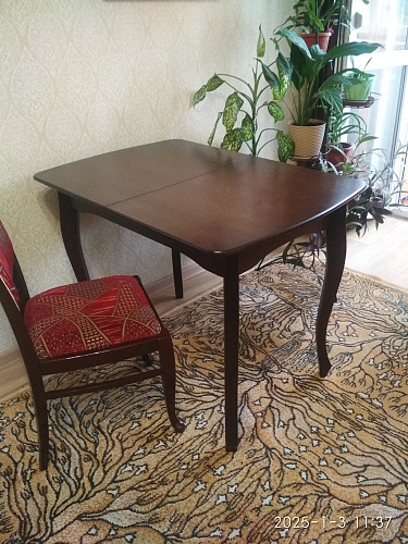 Деревянный стол Caterina/Катерина 100-130x70x75 айвори вайт / бук фото покупателя 9