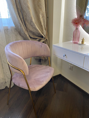 Стул на металлокаркасе Kamelia голубой / голубой / золотой фото покупателя 8