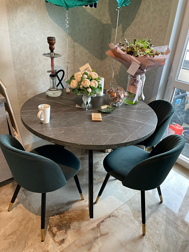 Стул на металлокаркасе Gabi dark beige / black / silver фото покупателя 15