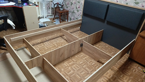 Двуспальная кровать Клауд 160х200 парящая дуб крафт золотой / антрацит фото покупателя 377