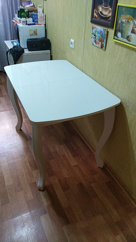 Стеклянный стол Бриллиант белый фото покупателя 2