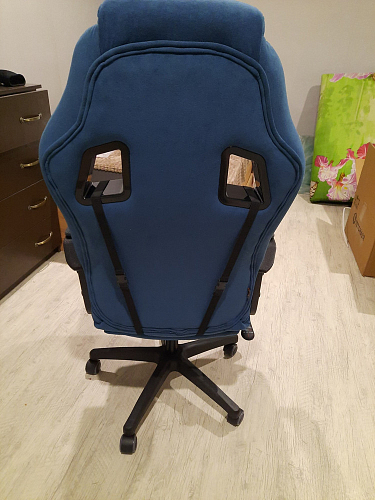 Компьютерное кресло Driver/Драйвер кожзам черный / ткань синий фото покупателя 91