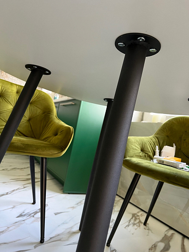 Стеклянный стол Абилин 100(140)х100х76 мрамор черный / черный матовый фото покупателя 74