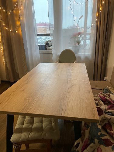 Стол Тринити Лофт 120 32 мм дуб галифакс табако / черный матовый фото покупателя 65