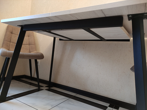 Деревянный стол Колон Лофт 120(160) х 75 черный матовый / бетон фото покупателя 30