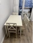 Обеденная группа Хадсон Hudson Dining Set pure white белый 2-1 / ткань коричнево-золотая 1505: отзыв о товаре