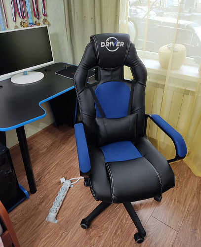 Компьютерное кресло Driver/Драйвер кожзам черный / ткань черный фото покупателя 139