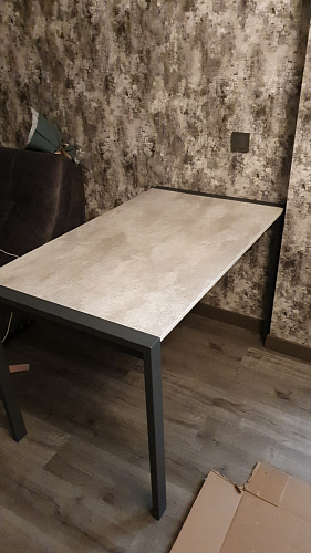 Стол Центавр 120(160)х70х75 файерстоун / черный матовый фото покупателя 23