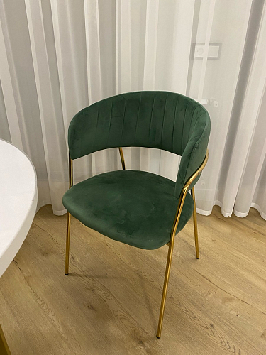 Стул на металлокаркасе Kamelia зеленый / золото фото покупателя 15