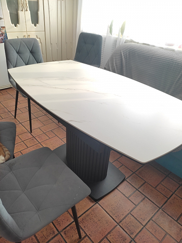 Керамический стол Фестер 140(180)х80 белый мрамор snow white / черный фото покупателя 4