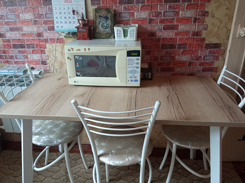 Стеклянный стол Фостер 120(160)х120х76 серый мрамор / черный фото покупателя 11