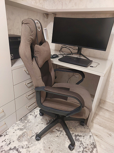 Компьютерное кресло Driver/Драйвер кожзам черный / ткань синий фото покупателя 28