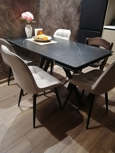 Керамический стол Вилли 140(200)х80х75 черный мрамор shakespeare black / черный фото покупателя 54